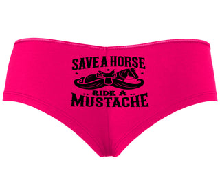 Save A Horse Ride A Mustache - Fuchsia Boyshort