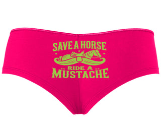 Save A Horse Ride A Mustache - Fuchsia Boyshort