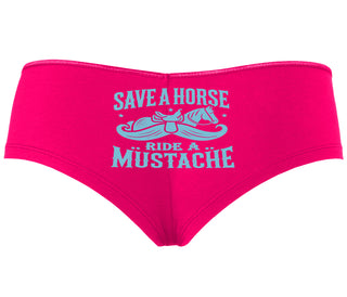 Save A Horse Ride A Mustache - Fuchsia Boyshort