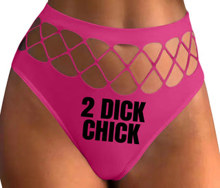 2 Dick Chick - Fuchsia Fishnet Thong