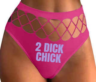 2 Dick Chick - Fuchsia Fishnet Thong