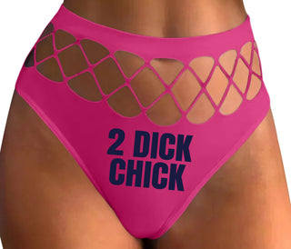 2 Dick Chick - Fuchsia Fishnet Thong