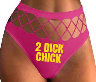 2 Dick Chick - Fuchsia Fishnet Thong