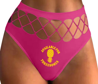 Available for Threesomes - Swinger Pineapple - Fuchsia Fishnet Thong