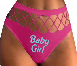 Baby Girl - Fuchsia Fishnet Thong