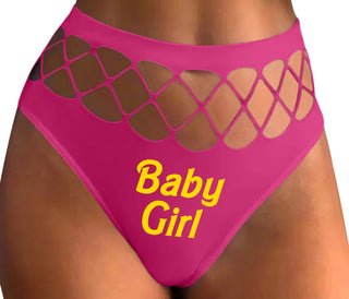 Baby Girl - Fuchsia Fishnet Thong