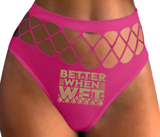 Better When Wet - Fuchsia Fishnet Thong