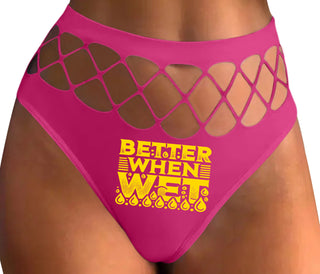Better When Wet - Fuchsia Fishnet Thong