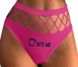 Bite Me - Fuchsia Fishnet Thong