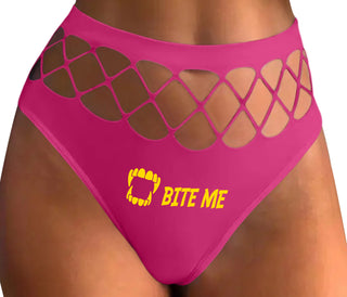 Bite Me - Fuchsia Fishnet Thong