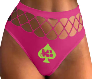 Black Owned - Queen of Spades - Fuchsia Fishnet Thong