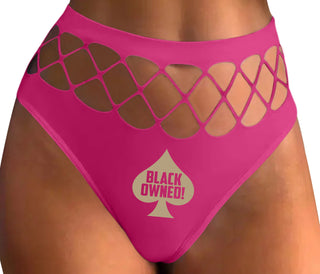 Black Owned - Queen of Spades - Fuchsia Fishnet Thong
