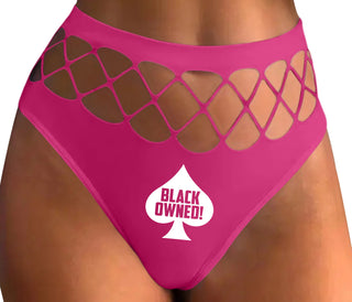 Black Owned - Queen of Spades - Fuchsia Fishnet Thong