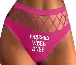 Charged Vibes Only - Fuchsia Fishnet Thong