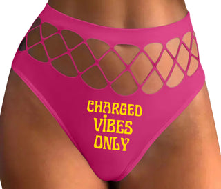 Charged Vibes Only - Fuchsia Fishnet Thong