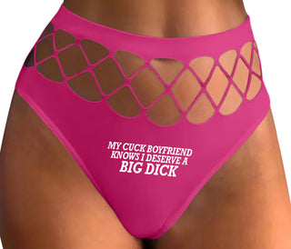My Cuck Boyfriend Knows I Deserve A Big Dick - Fuchsia Fishnet Thong