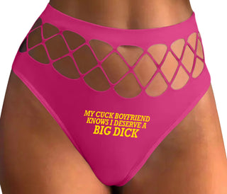 My Cuck Boyfriend Knows I Deserve A Big Dick - Fuchsia Fishnet Thong