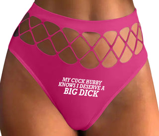 My Cuck Husband Knows I Deserve A Big Dick - Fuchsia Fishnet Thong