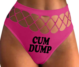 Cum Dump - Bold Design - Fuchsia Fishnet Thong