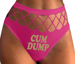 Cum Dump - Bold Design - Fuchsia Fishnet Thong