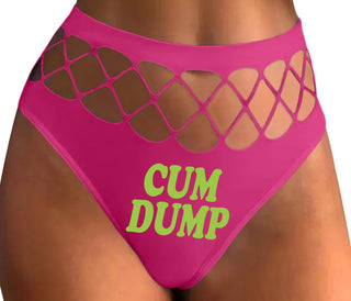 Cum Dump - Bold Design - Fuchsia Fishnet Thong