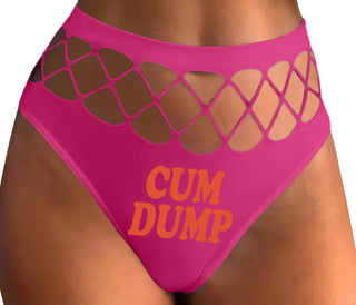 Cum Dump - Bold Design - Fuchsia Fishnet Thong
