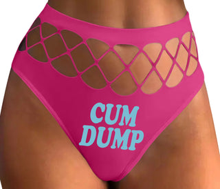 Cum Dump - Bold Design - Fuchsia Fishnet Thong