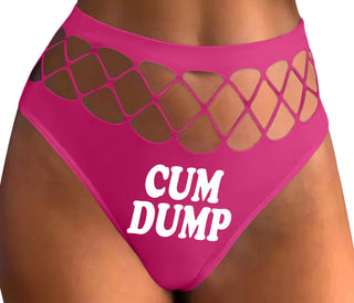 Cum Dump - Bold Design - Fuchsia Fishnet Thong