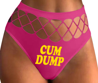 Cum Dump - Bold Design - Fuchsia Fishnet Thong
