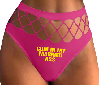 Cum In My Married Ass - Fuchsia Fishnet Thong