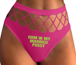 Cum In My Married Pussy - Fuchsia Fishnet Thong