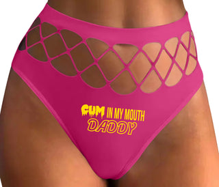 Cum In My Mouth Daddy - Fuchsia Fishnet Thong
