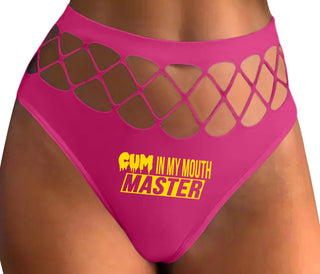 Cum In My Mouth Master - Fuchsia Fishnet Thong