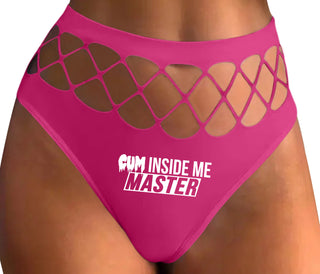 Cum Inside Me Master - Fuchsia Fishnet Thong
