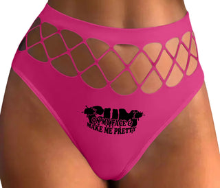 Cum On My Face And Make Me Pretty - Fuchsia Fishnet Thong