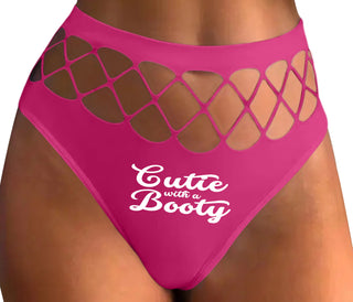 Cutie With a Booty - Fuchsia Fishnet Thong