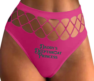 Daddy's Deepthroat Princess - Fuchsia Fishnet Thong