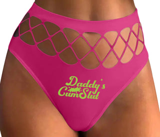 Daddy's Cumslut - Fuchsia Fishnet Thong
