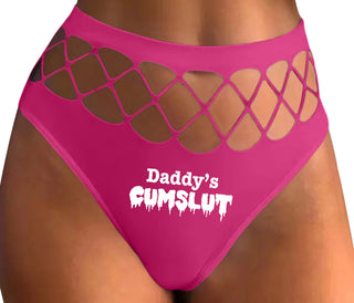 Daddy's Cumslut - Fuchsia Fishnet Thong