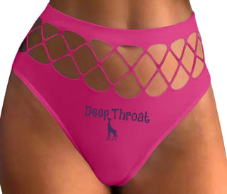 Deepthroat - Funny Giraffe Logo - Fuchsia Fishnet Thong