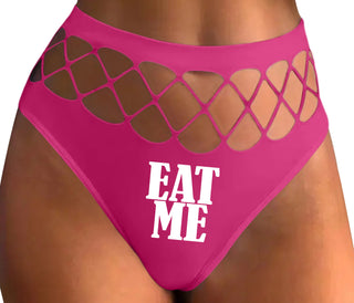 Eat Me - Fuchsia Fishnet Thong