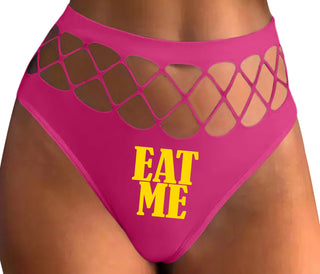 Eat Me - Fuchsia Fishnet Thong