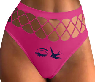 I Swallow - Eye Bird - Fuchsia Fishnet Thong