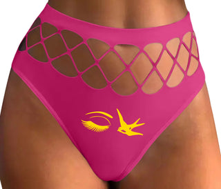 I Swallow - Eye Bird - Fuchsia Fishnet Thong