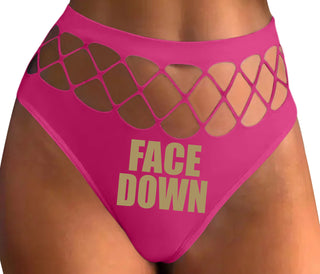 Face Down - Fuchsia Fishnet Thong