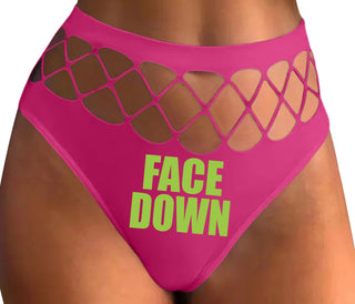 Face Down - Fuchsia Fishnet Thong