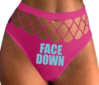 Face Down - Fuchsia Fishnet Thong