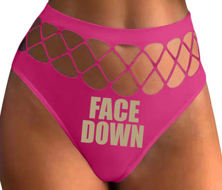 Face Down - Fuchsia Fishnet Thong