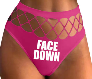 Face Down - Fuchsia Fishnet Thong