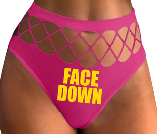 Face Down - Fuchsia Fishnet Thong